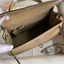 HERMES  风衣灰   原單 Kelly 25cm 進口Epsom皮  蠟線工藝