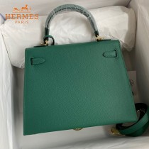 HERMES  森林绿  原單 Kelly 25cm 進口Epsom皮  蠟線工藝