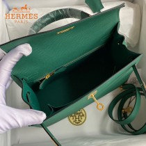 HERMES  森林绿  原單 Kelly 25cm 進口Epsom皮  蠟線工藝