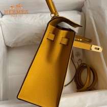 HERMES  琥珀黄   原單 Kelly 25cm 進口Epsom皮  蠟線工藝