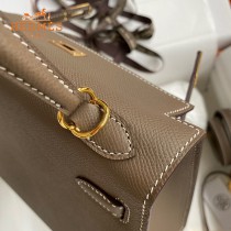 HERMES  大象灰   原單 Kelly 25cm 進口Epsom皮  蠟線工藝