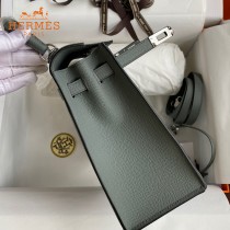 HERMES  杏仁绿   原單 Kelly 25cm 進口Epsom皮  蠟線工藝