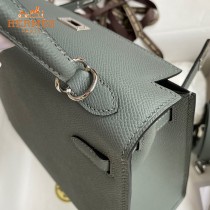 HERMES  杏仁绿   原單 Kelly 25cm 進口Epsom皮  蠟線工藝