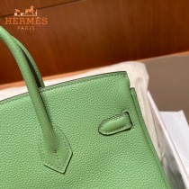 HERMES  牛油果绿   原單 鉑金包Brikin 25cm 進口togo皮  蜜蠟線 全鋼鍍K金五金