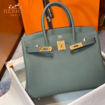 HERMES 原單  杏仁绿   鉑金包Brikin 30cm 進口togo皮  蜜蠟線 全鋼鍍K金五金