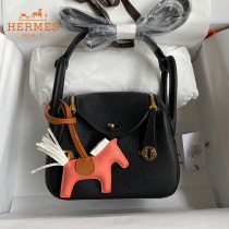 HERMES  黑色   原單半手縫Mini Lindy 19cm 進口TC皮