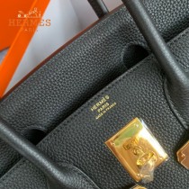 HERMES 原單  黑色   鉑金包Brikin 30cm 進口togo皮  蜜蠟線 全鋼鍍K金五金