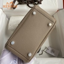 HERMES  沥青灰   原單半手縫Mini Lindy 19cm 進口TC皮