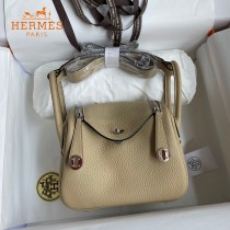 HERMES  风衣灰   原單半手縫Mini Lindy 19cm 進口TC皮