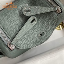 HERMES  杏仁绿   原單半手縫Mini Lindy 19cm 進口TC皮