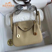 HERMES  风衣灰   原單半手縫Mini Lindy 19cm 進口TC皮