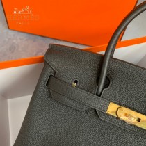 HERMES 原單  黑色   鉑金包Brikin 30cm 進口togo皮  蜜蠟線 全鋼鍍K金五金