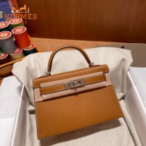 HERMES   金棕   原單 Mini Kelly 二代  Epsom掌紋皮