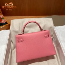 HERMES   奶昔粉   原單 Mini Kelly 二代  Epsom掌紋皮