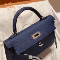 HERMES   宝石蓝   原單 Mini Kelly 二代  Epsom掌紋皮