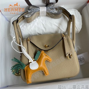 HERMES  风衣灰   原單半手縫Mini Lindy 19cm 進口TC皮