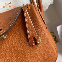 HERMES  金棕   原單半手縫Mini Lindy 19cm 進口TC皮