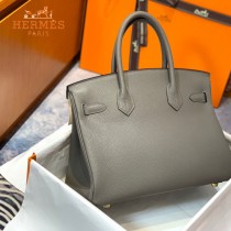 HERMES 原單  锡器灰   鉑金包Brikin 30cm 進口togo皮  蜜蠟線 全鋼鍍K金五金