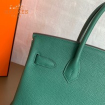 HERMES 原單  丛林绿   鉑金包Brikin 30cm 進口togo皮  蜜蠟線 全鋼鍍K金五金