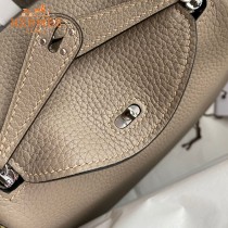 HERMES  沥青灰   原單半手縫Mini Lindy 19cm 進口TC皮