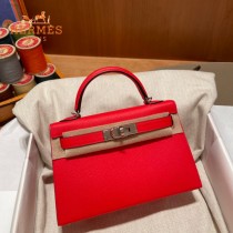 HERMES   大红   原單 Mini Kelly 二代  Epsom掌紋皮