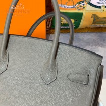 HERMES 原單  锡器灰   鉑金包Brikin 30cm 進口togo皮  蜜蠟線 全鋼鍍K金五金