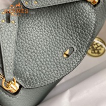 HERMES  杏仁绿   原單半手縫Mini Lindy 19cm 進口TC皮