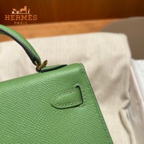 HERMES   牛油果绿   原單 Mini Kelly 二代  Epsom掌紋皮