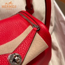 HERMES  大红   原單半手縫Mini Lindy 19cm 進口TC皮