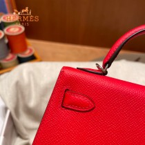 HERMES   大红   原單 Mini Kelly 二代  Epsom掌紋皮