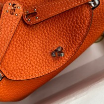 HERMES  橙色   原單半手縫Mini Lindy 19cm 進口TC皮