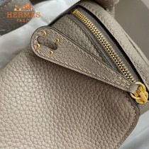 HERMES  沥青灰   原單半手縫Mini Lindy 19cm 進口TC皮