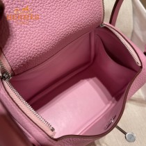 HERMES  粉色   原單半手縫Mini Lindy 19cm 進口TC皮