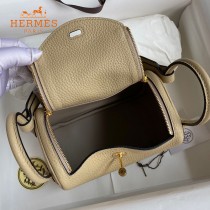 HERMES  风衣灰   原單半手縫Mini Lindy 19cm 進口TC皮