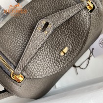 HERMES  锡器灰  原單半手縫Mini Lindy 19cm 進口TC皮