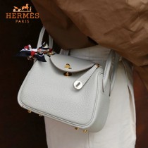 HERMES  杏仁绿   原單半手縫Mini Lindy 19cm 進口TC皮