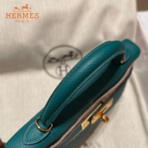 HERMES   孔雀绿   原單 Mini Kelly 二代  Epsom掌紋皮