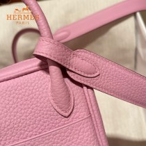 HERMES  粉色   原單半手縫Mini Lindy 19cm 進口TC皮