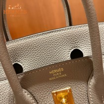 HERMES  沥青灰   原單 鉑金包Brikin 25cm 進口togo皮  蜜蠟線 全鋼鍍K金五金