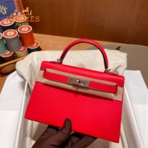 HERMES   大红   原單 Mini Kelly 二代  Epsom掌紋皮