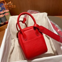 HERMES  大红   原單半手縫Mini Lindy 19cm 進口TC皮