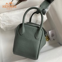 HERMES  杏仁绿   原單半手縫Mini Lindy 19cm 進口TC皮