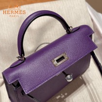 HERMES   紫罗兰   原單 Mini Kelly 二代  Epsom掌紋皮