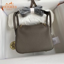 HERMES  锡器灰  原單半手縫Mini Lindy 19cm 進口TC皮