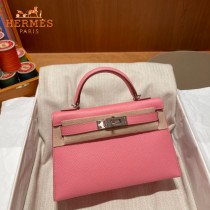 HERMES   奶昔粉   原單 Mini Kelly 二代  Epsom掌紋皮