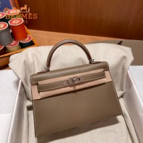 HERMES   大象灰   原單 Mini Kelly 二代  Epsom掌紋皮