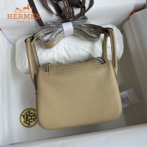 HERMES  风衣灰   原單半手縫Mini Lindy 19cm 進口TC皮