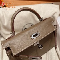 HERMES   大象灰   原單 Mini Kelly 二代  Epsom掌紋皮