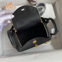 HERMES  黑色   原單半手縫Mini Lindy 19cm 進口TC皮