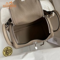 HERMES  沥青灰   原單半手縫Mini Lindy 19cm 進口TC皮